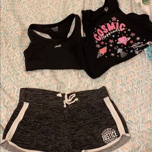 Black child bra top Justice shorts Walmart  tank